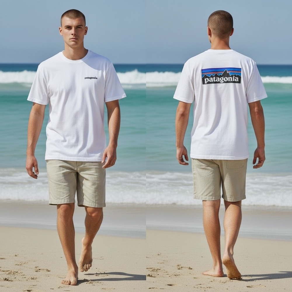 Patagonia Mens P-6 Logo Responsibili-Tee White Graphic T-Shirt 38504 Size M